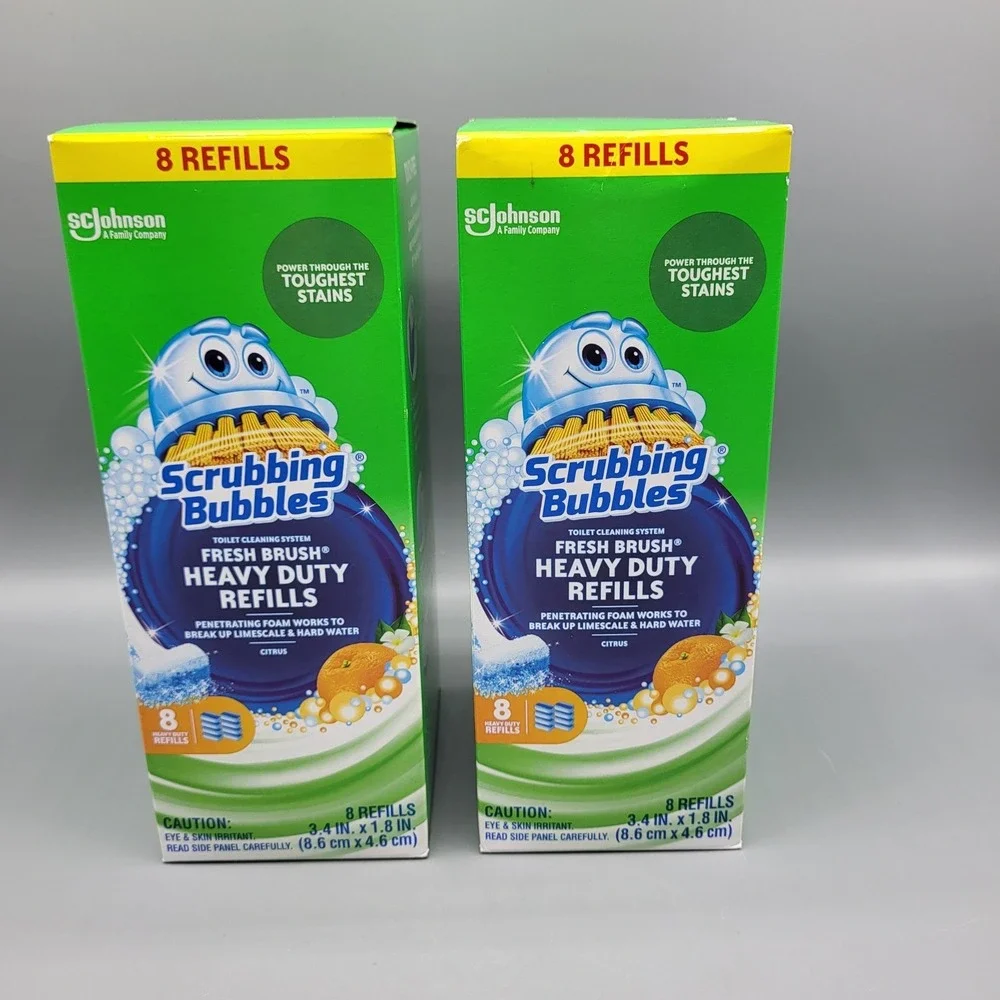 Scrubbing Bubbles Fresh Brush Heavy Duty Refills 8 Count per Box Citrus 2 Pack